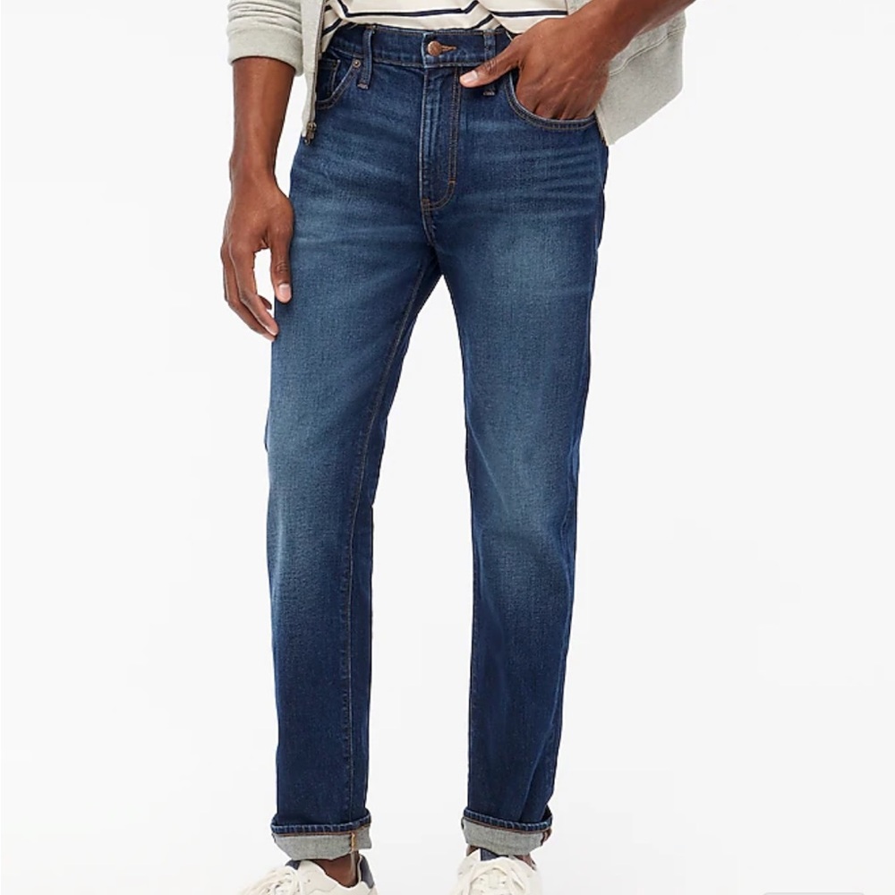 NWT J.Crew straight fit jeans in dark signature flex 34/32 34x32